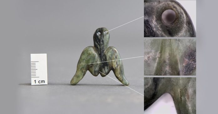 Jade pendant found at the Svinjarička-Čuka site Barbara Horejs et al. / Antiquity, 2025